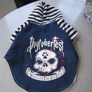 Pet Party Dogtoberfest Skull Denim & Fleece Hooded Jacket X-Large